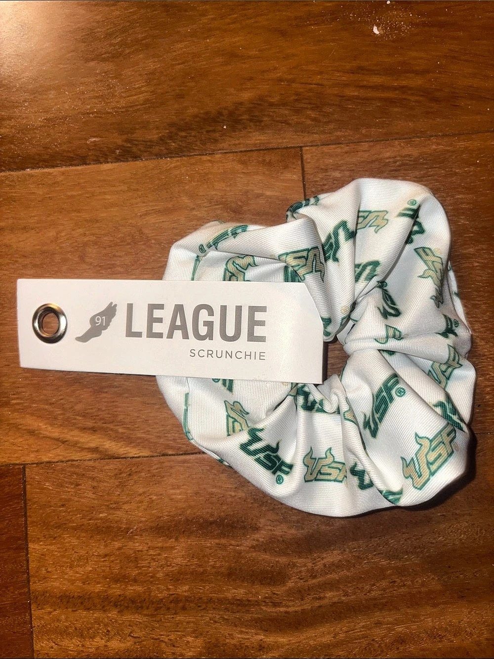 League USF Bulls Spirit Scrunchie White & Green
